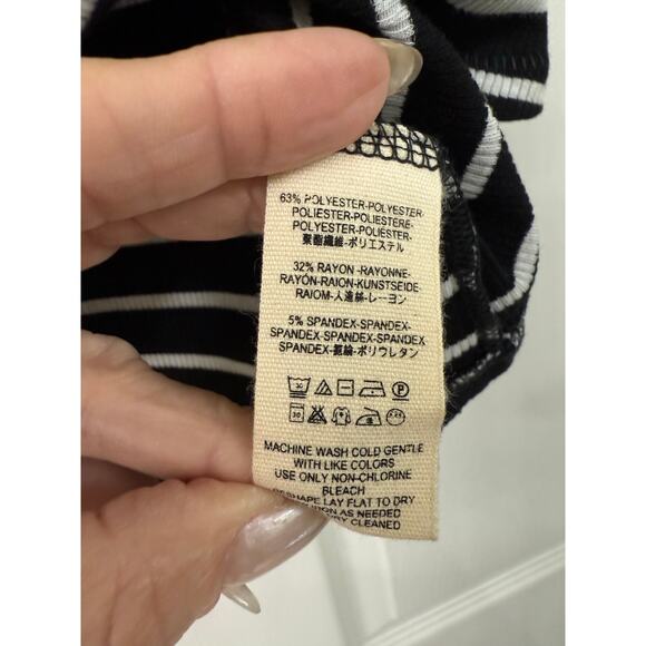 We The Free Melbourne Striped Off-The-Shoulder Rib Knit Top Black White M ($48) - Picture 5 of 5